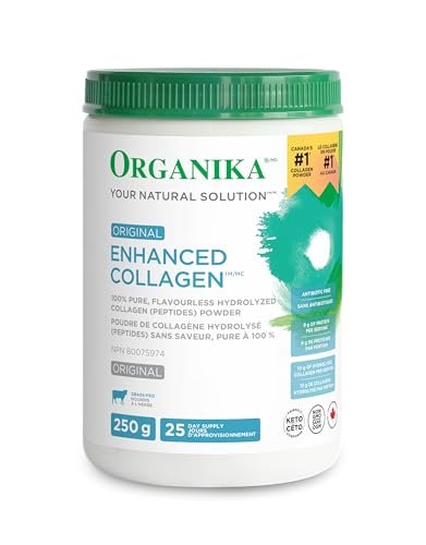 Organika Canadian-Hydrolyzed Protein Peptides for Better Absorption- Grass-Fed, Non-GMO- Unflavoured- 250g