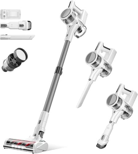 80,000PRM Cordless Vacuum for Home, Powerful Motor Vacuum Cleaner with 2 Adjustable Modes, 2200mAH Battery Max 35 Mins Runtime, and Washable Parts Stick Vacuum