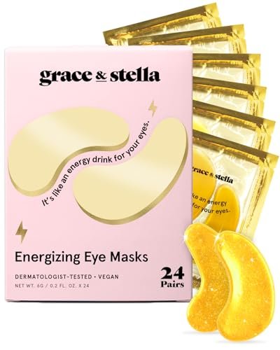 grace & stella Under Eye Mask – Reduce Dark Circles, Puffy Eyes, Undereye Bags, Wrinkles – Gel Under Eye Patches  Vegan Self Care (24 Pairs, Gold)